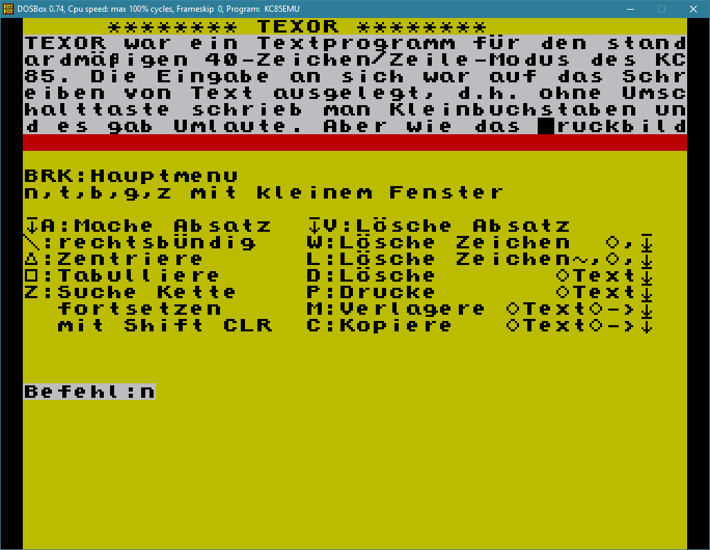 Screenshot von TEXOR