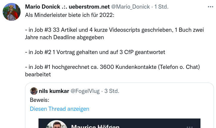 Screenshot des Tweets des Autors